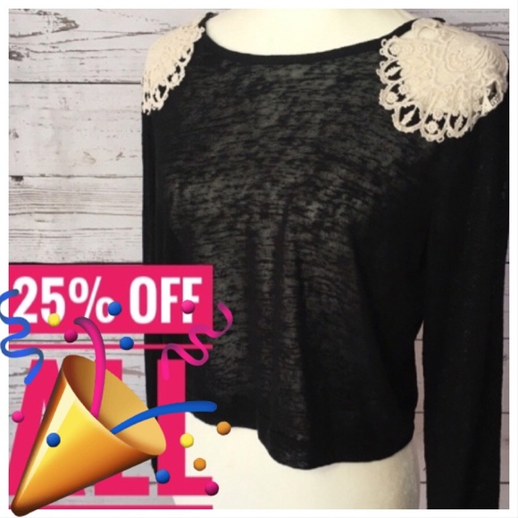 C'est toi Sweaters - LAST CHANCE DONATING FRIDAY! Lace shoulder sweater